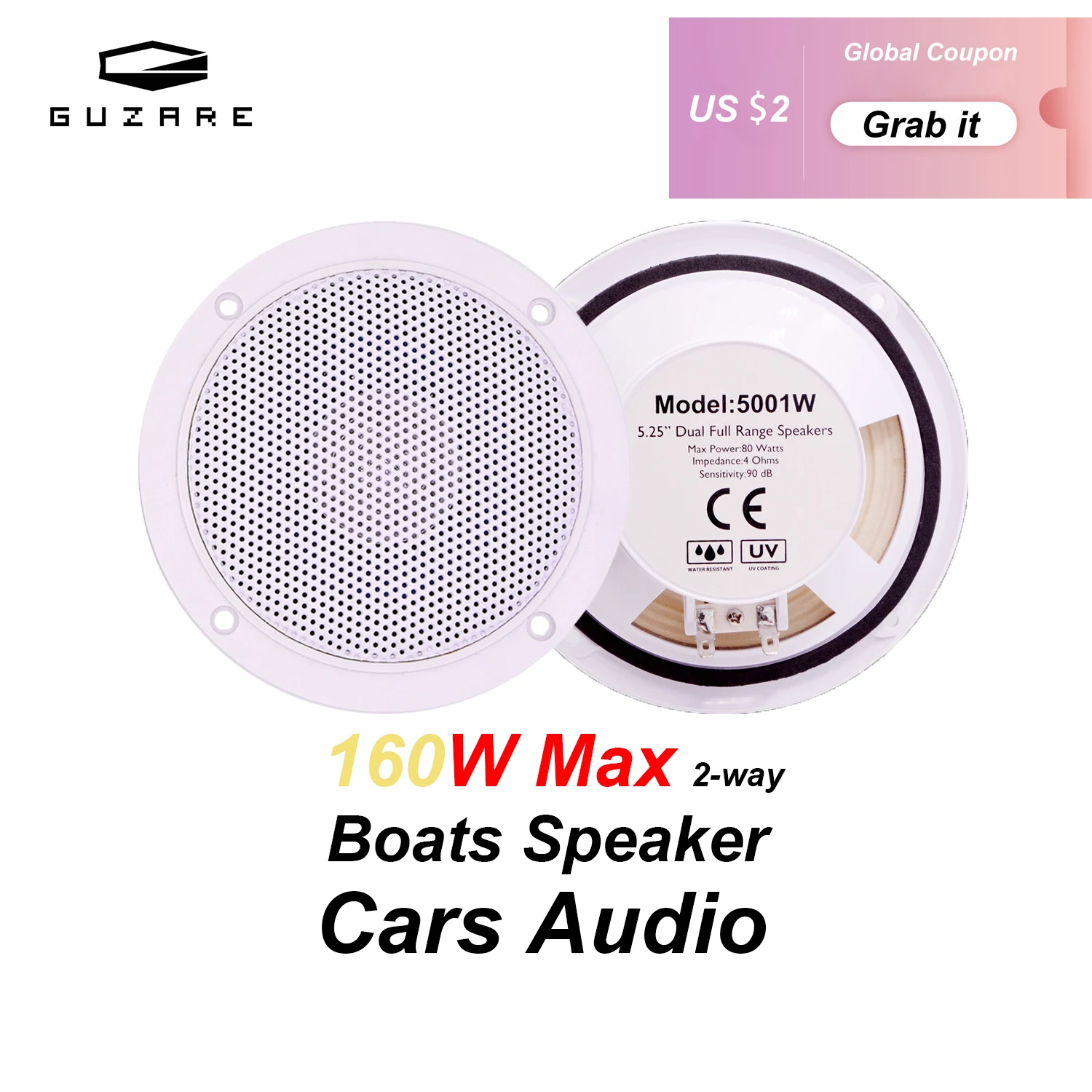Guzare Deniz Hoparlörler Tekneler Ses Stereo Wateproof 2-Way 160 W Max 4 Ohm için Motosiklet UTV ATV Oto Arabalar Tekne . ' - ' . 0