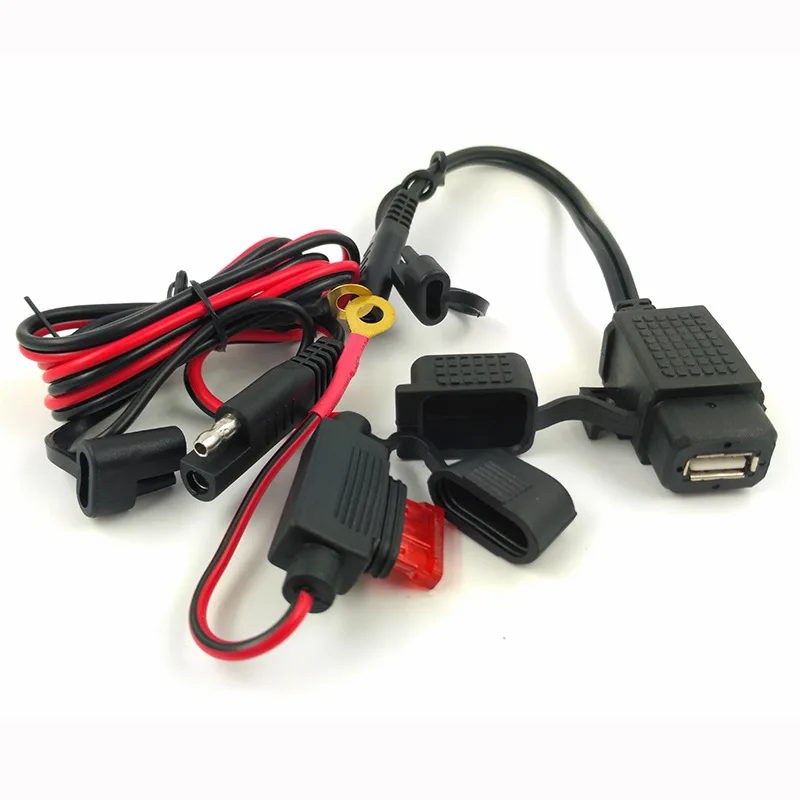 DIY SAE USB kablosu Adaptörü Su Geçirmez USB şarj aleti Hızlı 2.1 A Portu ile Inline Sigorta Motosiklet Cep Telefonu Tablet GPS . ' - ' . 5