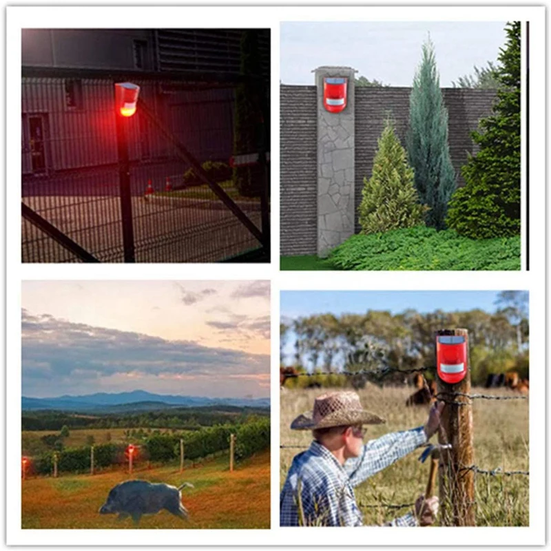 6 Paket Güneş çakarlı lamba Hareket Sensörü Alarmı İle 129DB Ses Güvenlik Siren IP65 Su Geçirmez Villa Çiftlik Yard Bahçe CNIM Ho . ' - ' . 3