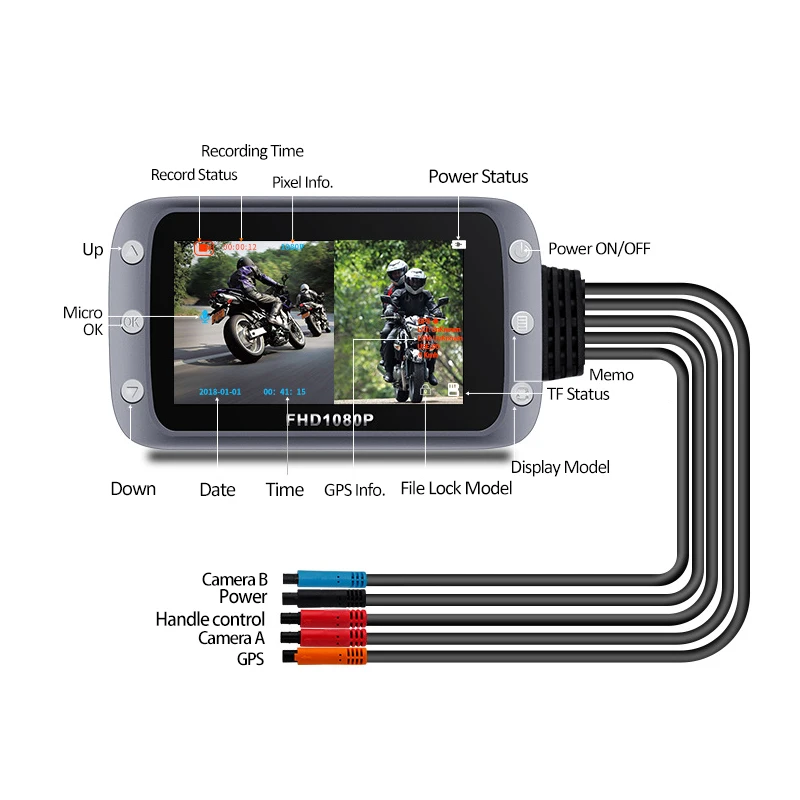 GPS WİFİ 128G FHD 1080P Moto Kamera 3 