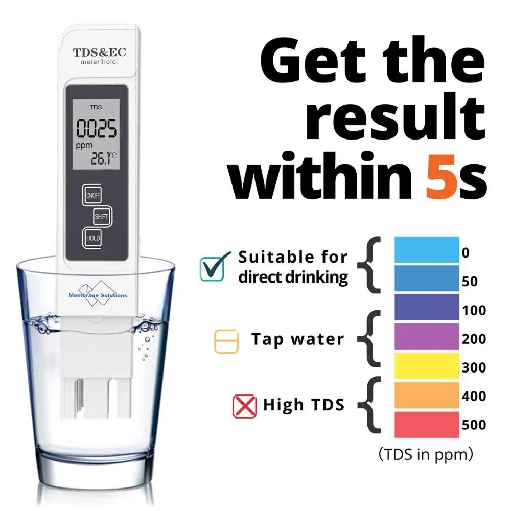 Dijital Su Kalitesi Test Cihazı TDS AK Metre Aralığı 0-9990 Çok Fonksiyonlu Su Saflığı Sıcaklık Ölçer sıcaklık PPM Test Araçları . ' - ' . 0