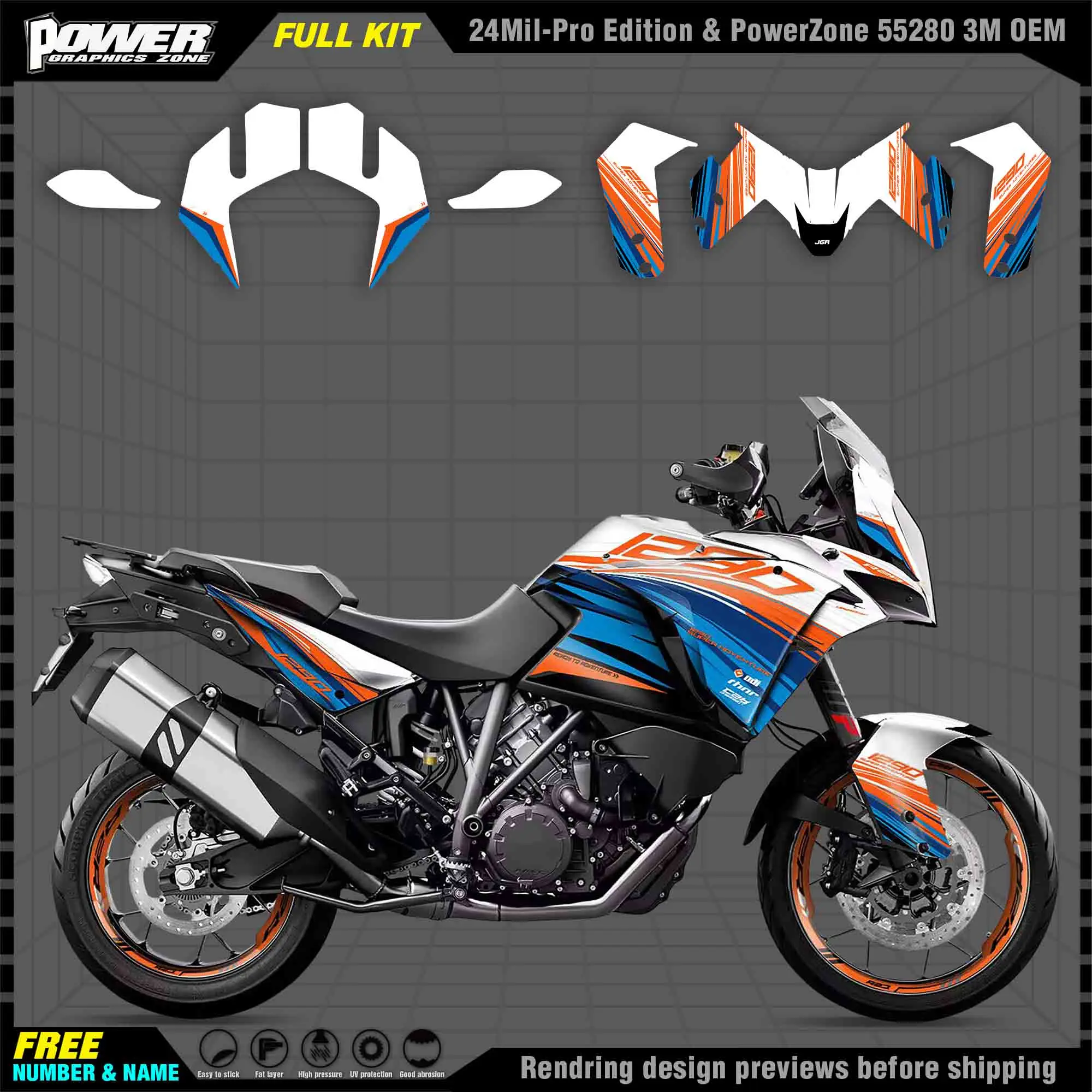 PowerZone Özel Takım Grafik arkaplanma etiketleri Çıkartmaları Kiti KTM 17-20 ADV1290 R S Motosiklet 006 . ' - ' . 0
