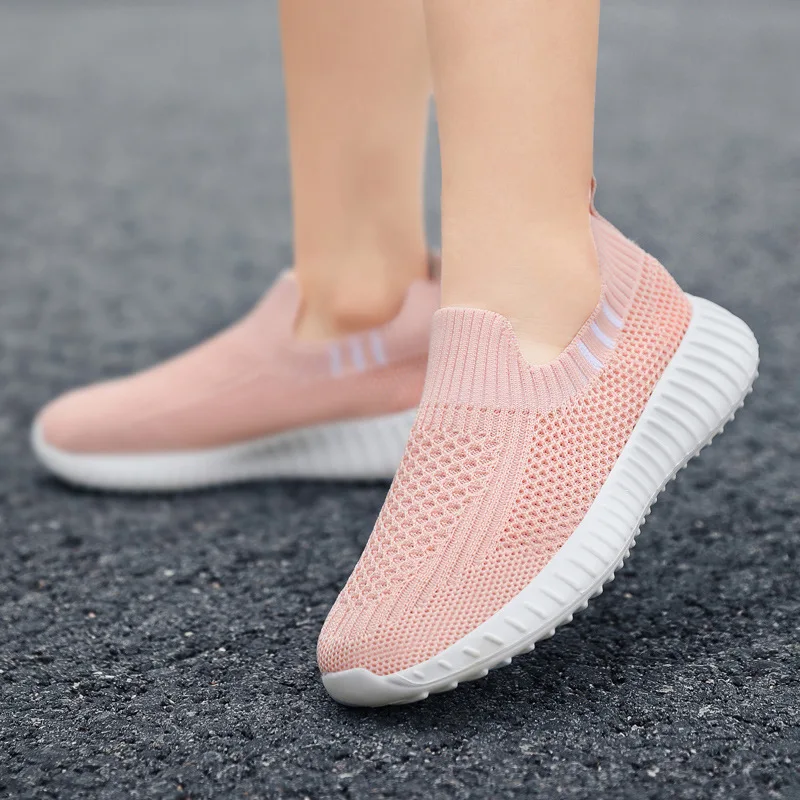 Çocuk örgü Ayakkabı nefes alan günlük ayakkabılar moda ışık Anti-Kaygan Erkek Kız düz ayakkabı üzerinde Kayma Sutdent Loafer'lar . ' - ' . 2