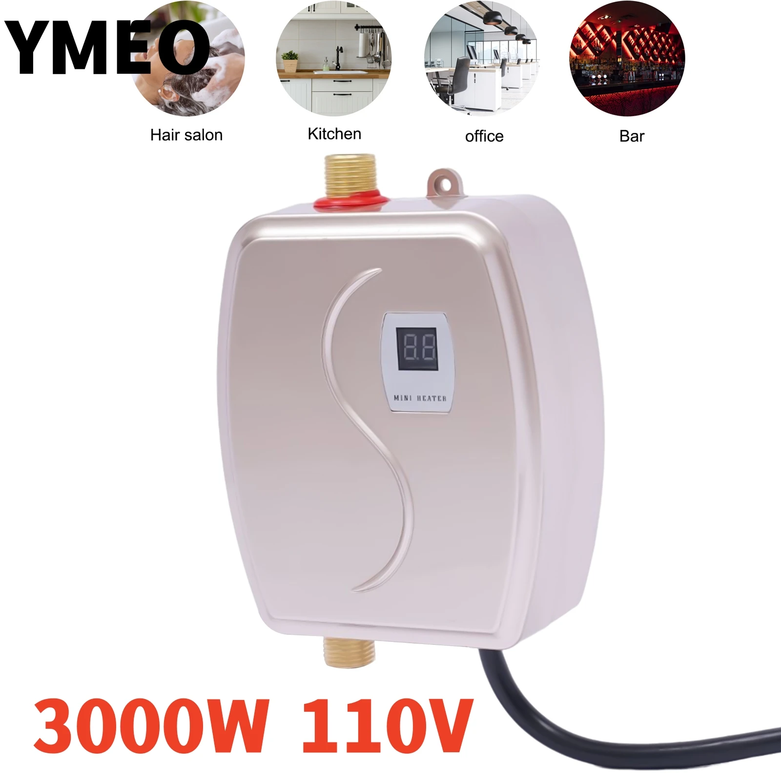 3000W Elektrikli su ısıtıcı dijital ekran anlık su ısıtma Mutfak Tankless Duş sıcak su ısıtıcı Tankless . ' - ' . 0