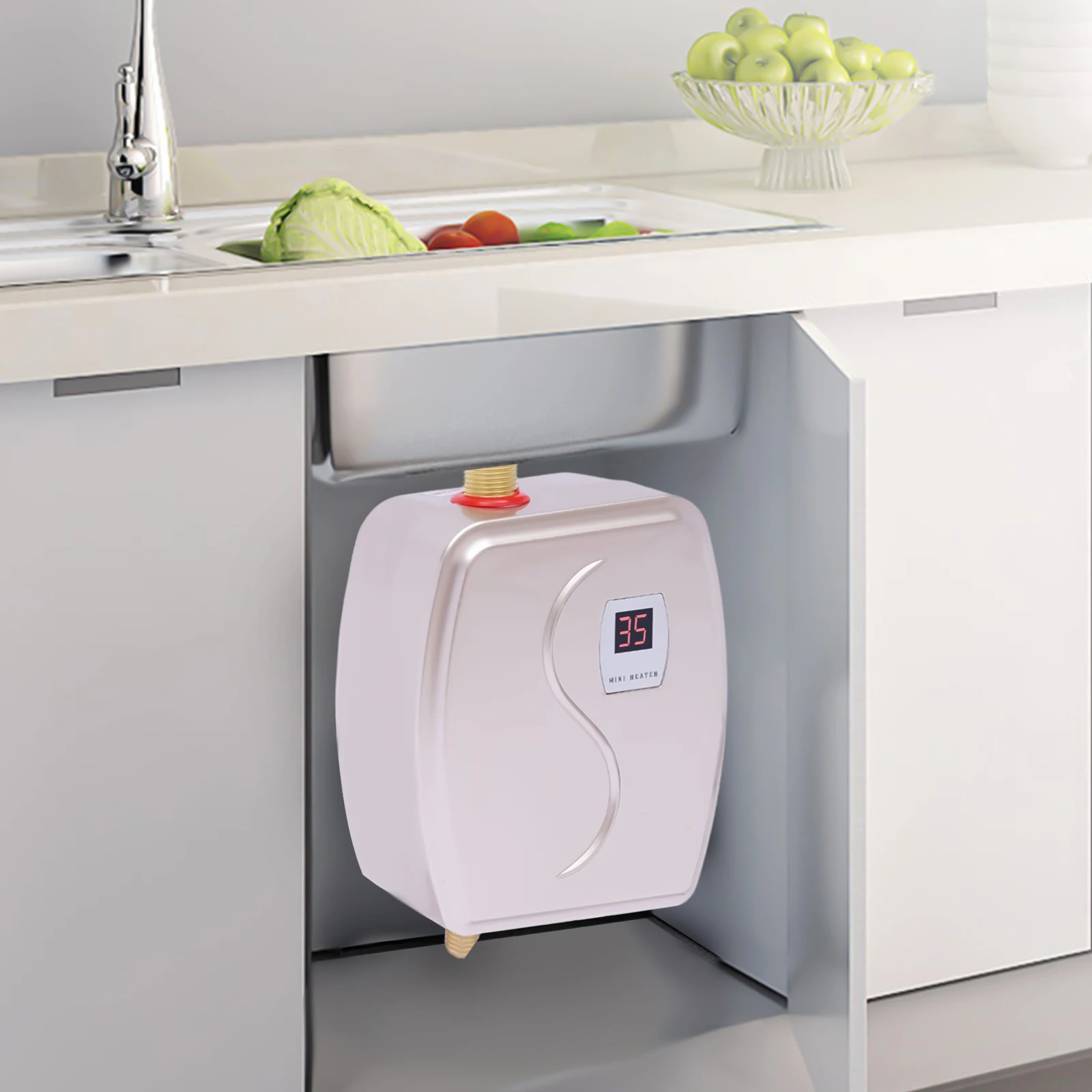 3000W Elektrikli su ısıtıcı dijital ekran anlık su ısıtma Mutfak Tankless Duş sıcak su ısıtıcı Tankless . ' - ' . 2