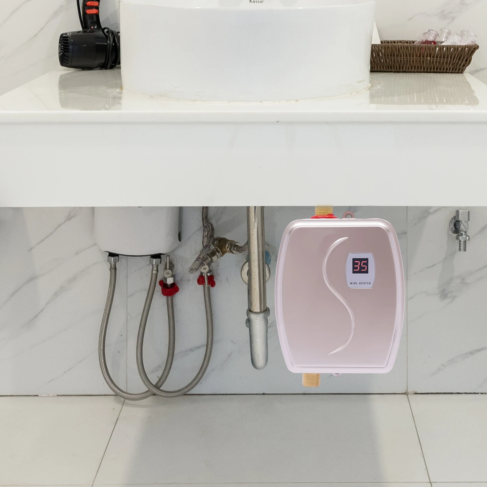 3000W Elektrikli su ısıtıcı dijital ekran anlık su ısıtma Mutfak Tankless Duş sıcak su ısıtıcı Tankless . ' - ' . 3