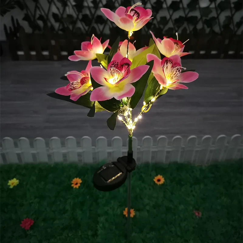 LED güneş ışığı orkide gül çiçek bahçe lambası ev dekoratif ışık peyzaj lambası Yard çim yolu tatil düğün dekor ışıkları . ' - ' . 0