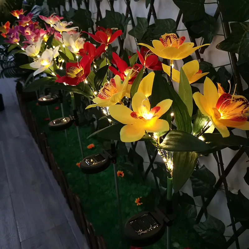 LED güneş ışığı orkide gül çiçek bahçe lambası ev dekoratif ışık peyzaj lambası Yard çim yolu tatil düğün dekor ışıkları . ' - ' . 2
