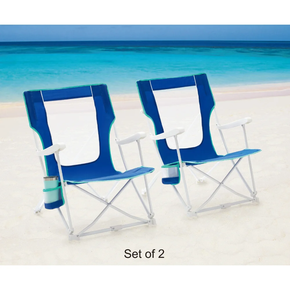 Taşıma Çantalı 2'li Katlanır Sert Kol Plaj Çantası Sandalyesi, Mavi,8,3 Lb,26,38 X 23,03 X 31,10 inç . ' - ' . 0