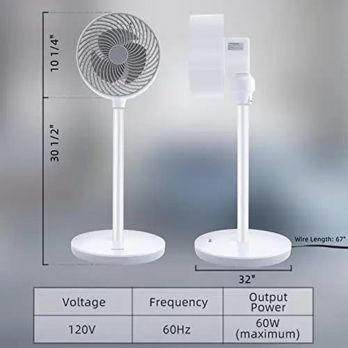 inç Stand Fanı, 3 Hız ve 3 Mod, 15 Saat Zamanlayıcı, 70° Salınımlı Sirkülasyon Fanı . ' - ' . 1