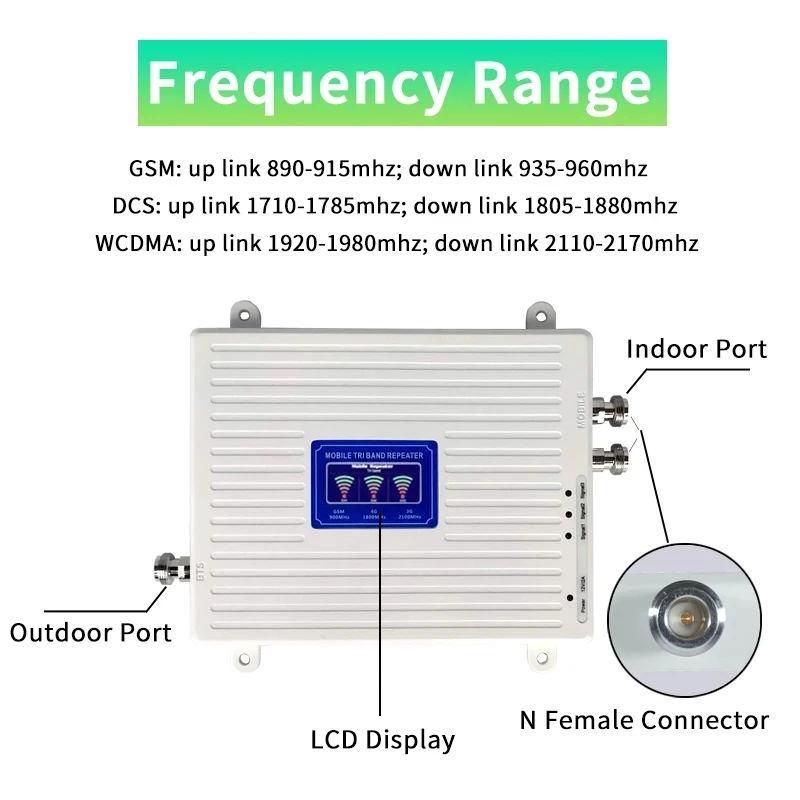 Hücresel Tekrarlayıcı GSM DCS WCDMA 900 1800 2100 Tri Band 2G 3G 4G Sinyal Güçlendirici Mobil sinyal amplifikatörü 2 Kapalı Antenler Seti . ' - ' . 2