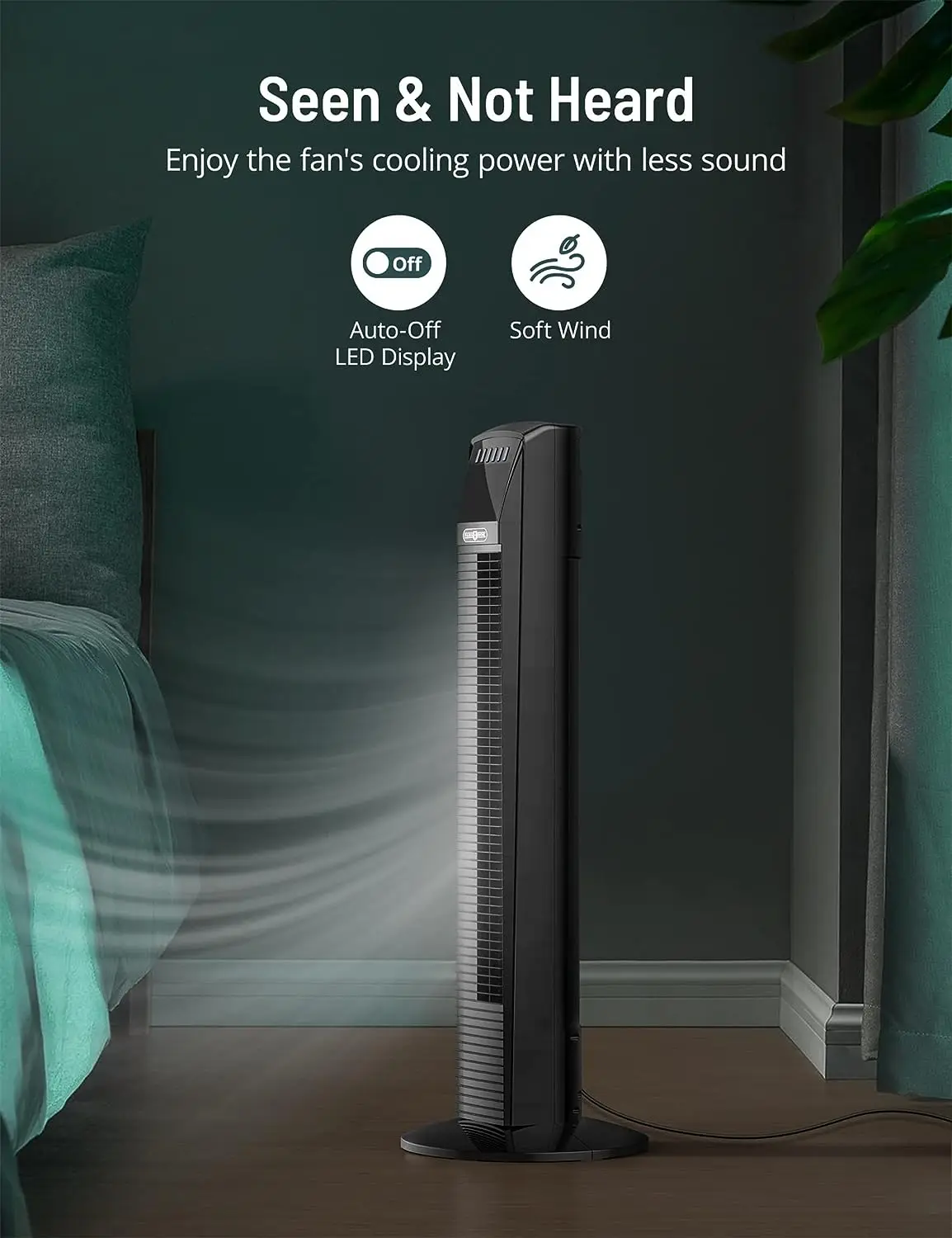 Salınımlı Sessiz Soğutma Fanı Uzaktan Kumandalı, Dijital Termostat, 12 Saat Zamanlayıcı, 3 Hız ve 4 Mod, taşınabilir stant Up Kat Bladele . ' - ' . 2