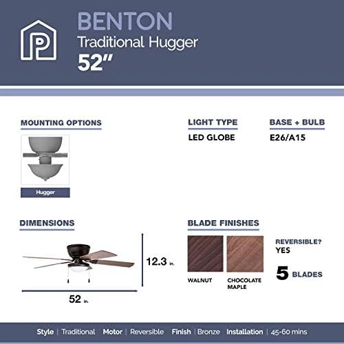 Benton Hugger tavan vantilatörü, 52in, Fırçalanmış Nikel Taşınabilir boyun fanı masa fanı Arabası fan klima Taşınabilir ac Boyun fanı Han . ' - ' . 3