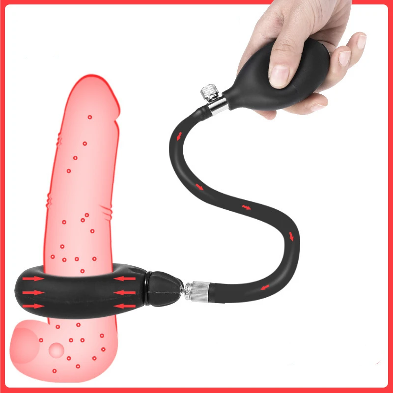 Silikon Şişirme Horoz Halka Penis Yüzükler Kollu Cockring Seks Oyuncakları Erkekler için Oyuncaklar Gecikme Boşalma Egzersiz Cihazı SM Kısıtlama . ' - ' . 0