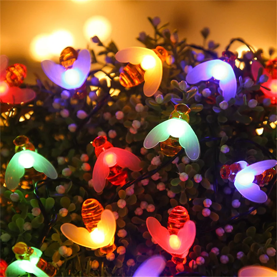 Sevimli Güneş Bal Arısı perili dizi lamba açık 20/30 / 50LED Noel çelenk ışıkları tatil Bahçe Veranda Çit Dekorasyon . ' - ' . 1