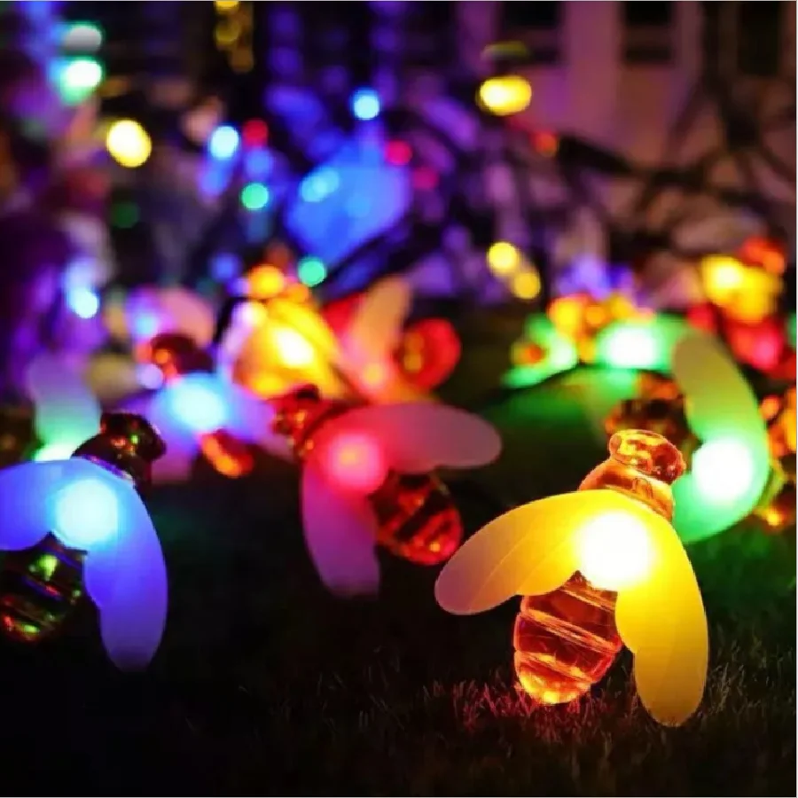 Sevimli Güneş Bal Arısı perili dizi lamba açık 20/30 / 50LED Noel çelenk ışıkları tatil Bahçe Veranda Çit Dekorasyon . ' - ' . 3