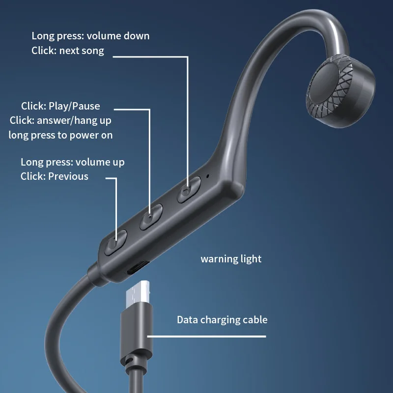 Kemik İletim kablosuz bluetooth Kulaklıklar Kulak İçi Su Geçirmez Spor Kulaklık Hafif Hava İletimi Mic ile . ' - ' . 3