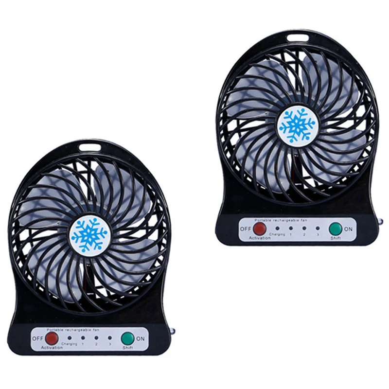2X Taşınabilir Şarj Edilebilir Mini Fan Hava Soğutucu Mini masa fanı USB Soğutma Şarj Edilebilir El Fanlar Siyah . ' - ' . 0