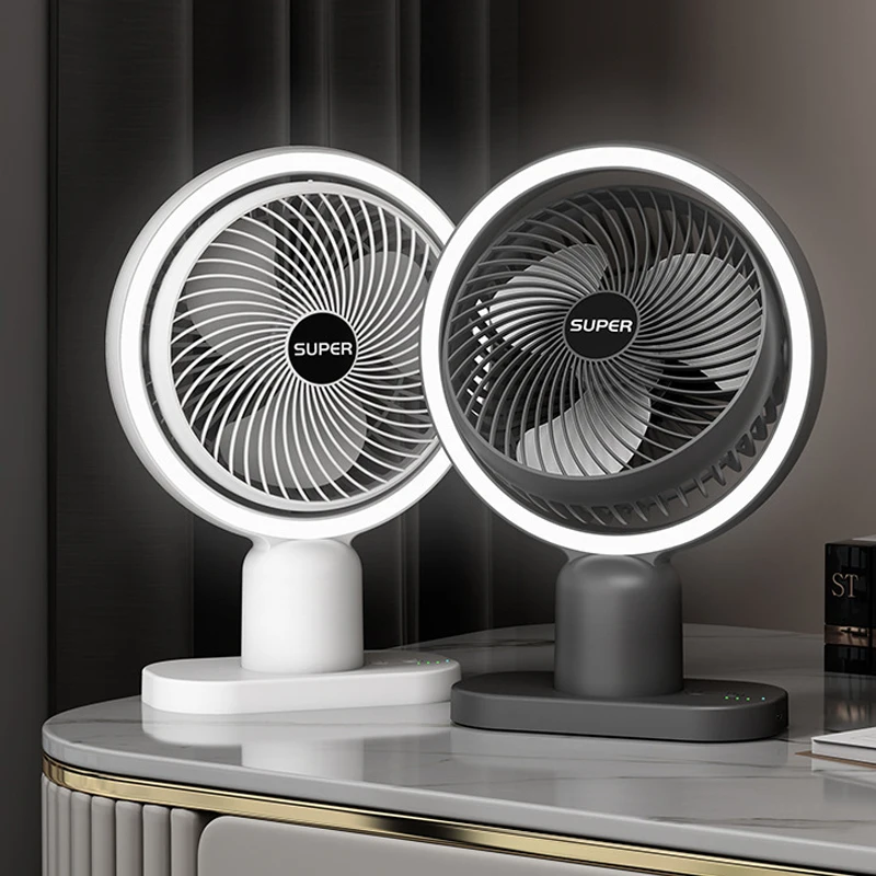 Mini USB Fan taşınabilir masa fanı ışık takviyesi lambası Kablosuz şarj edilebilir 3 Vitesli hava soğutma masası Fanı Ev ofis için . ' - ' . 1