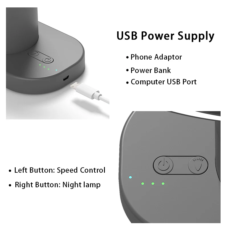 Mini USB Fan taşınabilir masa fanı ışık takviyesi lambası Kablosuz şarj edilebilir 3 Vitesli hava soğutma masası Fanı Ev ofis için . ' - ' . 4