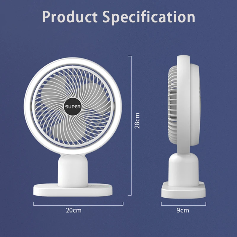 Mini USB Fan taşınabilir masa fanı ışık takviyesi lambası Kablosuz şarj edilebilir 3 Vitesli hava soğutma masası Fanı Ev ofis için . ' - ' . 5