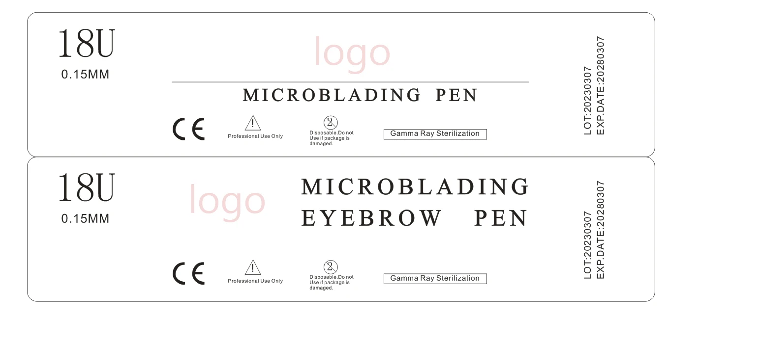 100 Adet Özel Etiket Tek Kullanımlık Microblading Kalem Kaş Makyaj Aracı 18U Bıçakları Tek Kullanımlık Steril Microblades Microblading Kalem . ' - ' . 4