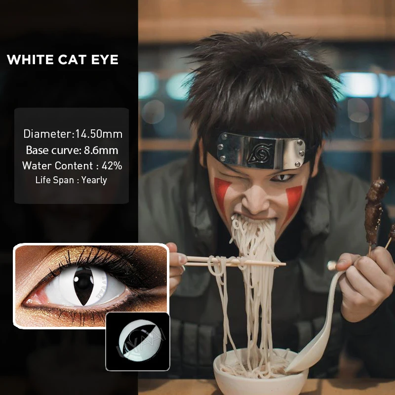 2 Adet / çift Cosplay Anime kedi gözü Lens Renkli Kontakt Lens Yıllık Kullanım Kozmetik Kontakt Lensler Renkli Lens Gözler için UYAAI . ' - ' . 2