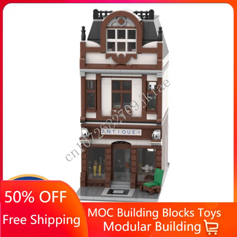 1420 ADET Özelleştirilmiş MOC Modüler Antika Dükkanı sokak görünümü Modeli Yapı Taşları Tuğla Çocuk doğum günü oyuncakları Yılbaşı hediyeleri . ' - ' . 0