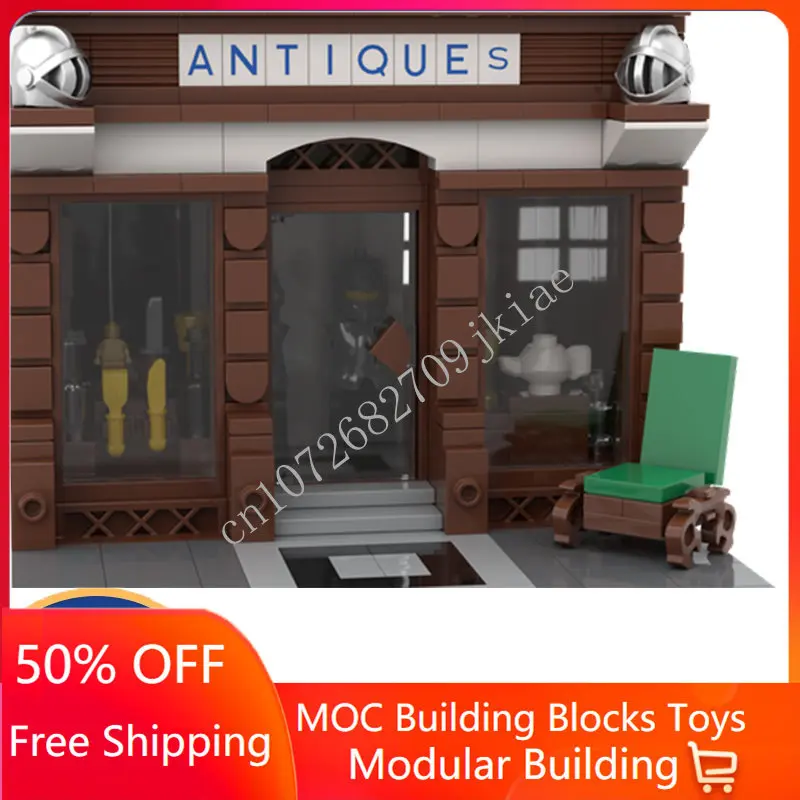 1420 ADET Özelleştirilmiş MOC Modüler Antika Dükkanı sokak görünümü Modeli Yapı Taşları Tuğla Çocuk doğum günü oyuncakları Yılbaşı hediyeleri . ' - ' . 1