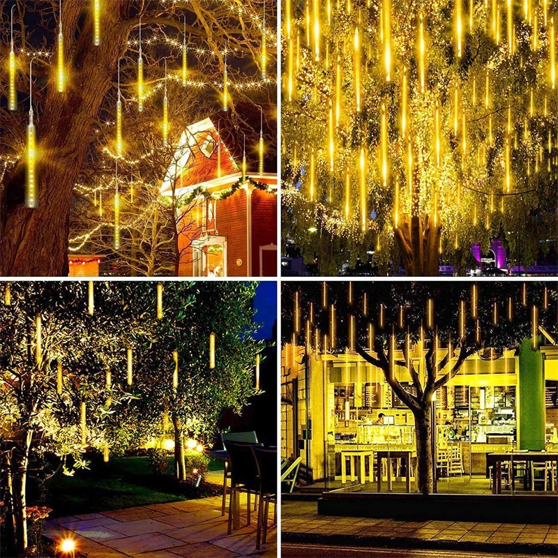 Noel LED Meteor duş dize ışıkları Garland Festoon tatil şerit ışık açık sokak peri bahçe dekorasyon Navidad . ' - ' . 5