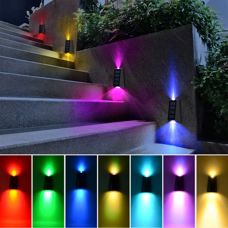 Güneş duvar ışıkları led duvar yıkama lambası 7 renk değiştirme açık su geçirmez veranda ışıkları arka bahçe garaj yolu . ' - ' . 2