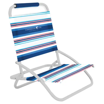 Karayip Joe Bir Pozisyon Katlanır plaj sandalyesi, Mavi / Kırmızı Şerit katlanır sandalye açık sandalye kamp sandalyesi