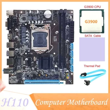 H110 Anakart Destekler LGA1151 6/7 Nesil CPU Çift Kanallı DDR4 Bellek + G3900 CPU + Termal Ped + SATA Kablosu