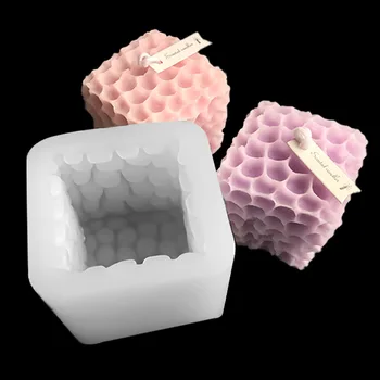 Kare Arı Yuva Rubik Küp Aromaterapi Mum Kalıp DIY Jel Alçı Pişirme Mus Dekoratif Silikon Kalıpları Kek Kalıpları