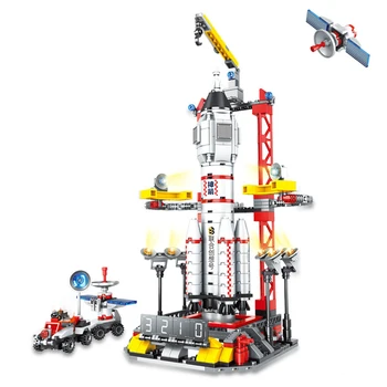 Uzay Havacılık Roket Yapı Taşları Astronot Figürü Şehir Havacılık Modeli Tuğla çocuk oyuncakları Çocuklar için Hediyeler