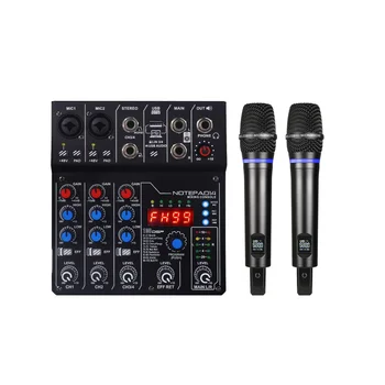 DJ Konsol Mikser Ses Kartı ile Bluetooth 4 Kanallı UHF Kablosuz Mikrofon Stüdyo Kayıt Karaoke Profesyonel Sıcak Satış