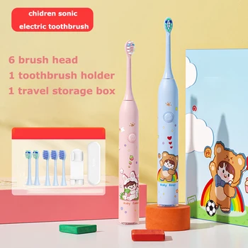 Çocuk Sonic Elektrikli Diş Fırçası Karikatür Şarj Edilebilir Bebek Fırçası Diş Su Geçirmez Yumuşak Kıllar Ev Elektrikli Diş Fırçası