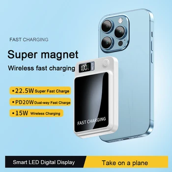 10000mAh Manyetik Qi Kablosuz Şarj Güç Bankası iPhone 14 13 12 Mini 22.5 W Hızlı Şarj Powerbank Huawei Xiaomi Samsung için