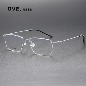 Retro Saf Titanyum Gözlük Çerçevesi Erkekler Vintage Kare Miyopi Reçete Optik Gözlük Çerçevesi Kadınlar Lüks Marka Gözlük