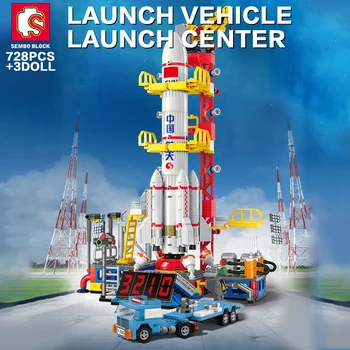 SEMBO Blokları 728 adet Roket Fırlatma Havacılık Yapı Taşları Mini Bebek Uzay Keşif Bilim Yaratıcı Oyuncaklar Çocuk Yetişkinler İçin