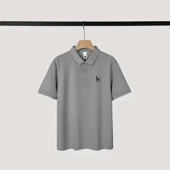 2023 Erkek Düz Polo Giyim Gömlek Yaka HAZZYS Kısa Kollu Golf Erkekler Moda Yaz İnce Rahat Gevşek Üstleri İş Commuting