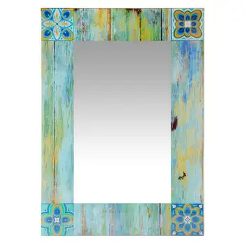 Şık Ülke Mozaik Dikdörtgen duvar aynası-19.75 W x 27.5 H inç Aynalar tam vücut Aynalar yatak odası Vitray Plastik mi