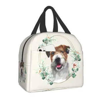 Jack Russell Terrier Köpek Çiçek Yalıtımlı Öğle Yemeği Çantası Kadınlar için Yeniden Kullanılabilir Pet Lover Soğutucu Termal yemek kabı Piknik Seyahat Çantaları