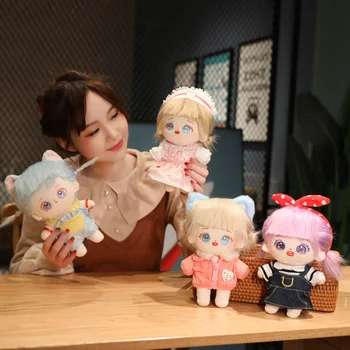 Kawaii Idol Bebek Giysileri İle Anime Peluş Yıldız Bebek Sevimli Dolması Şekil Oyuncaklar Pamuk Bebek Bebek peluş oyuncaklar Hayranları Koleksiyonu Hediye