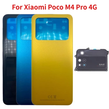 Orijinal arka kapak İçin Xiaomi Poco M4 Pro 4G Pil Kapağı Arka Kapı Konut Case Değiştirme Kamera lens + Yapıştırıcı