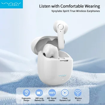 VyVylabs Kablosuz Kulaklık TWS Bluetooth 5.2 Kulaklık Mini Kompakt kulaklık 26 Saat Pil Ömrü iPhone Samsung Xiaomi İçin