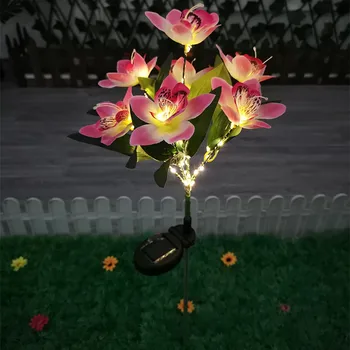 LED güneş ışığı orkide gül çiçek bahçe lambası ev dekoratif ışık peyzaj lambası Yard çim yolu tatil düğün dekor ışıkları