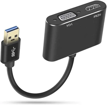 USB 3.0 HDMI uyumlu VGA adaptörü 1080P Çoklu Ekran 2in1 USB HDMI uyumlu Dönüştürücü Ses Ve Video Senkronizasyonu
