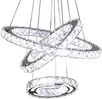 LED avizeler Modern tavan lambası fikstürü 3 yüzük ayarlanabilir kristal avize aydınlatma armatürü tavan asılı kolye ışık f