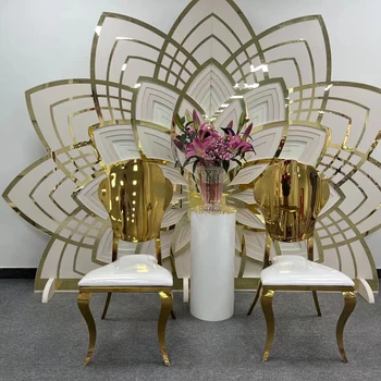 50 ADET Toptan Özel Otel Ziyafet Olay metal kumaş yastık Ucuz Sandalye Kiralama Altın Düğün Sandalyeleri